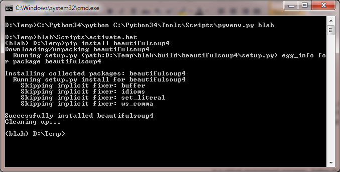 Installing beautifulsoup with pip